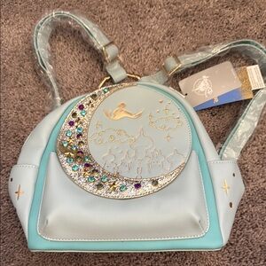 Princess Jasmine Danielle Nicole Light Blue and Gold Backpack